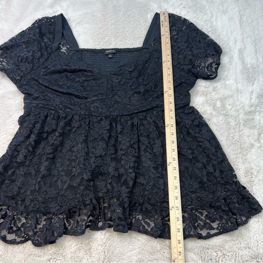 Torrid Babydoll Lace Puff Sleeve Top Sweetheart Neckline Plus Size 1 Stretch - Picture 12 of 13